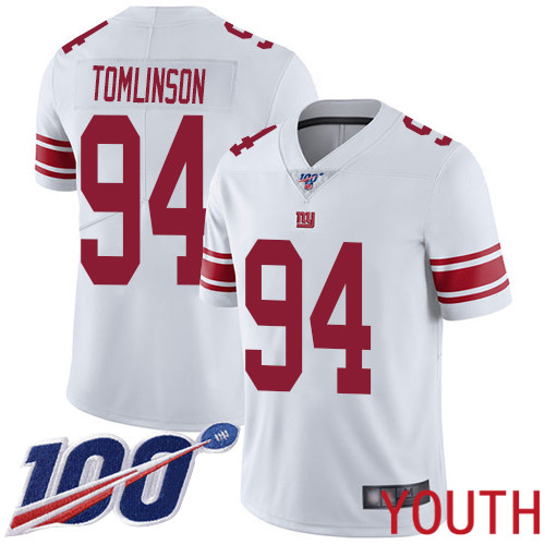 Youth New York Giants #94 Dalvin Tomlinson White Vapor Untouchable Limited Player 100th Season Football NFL Jersey